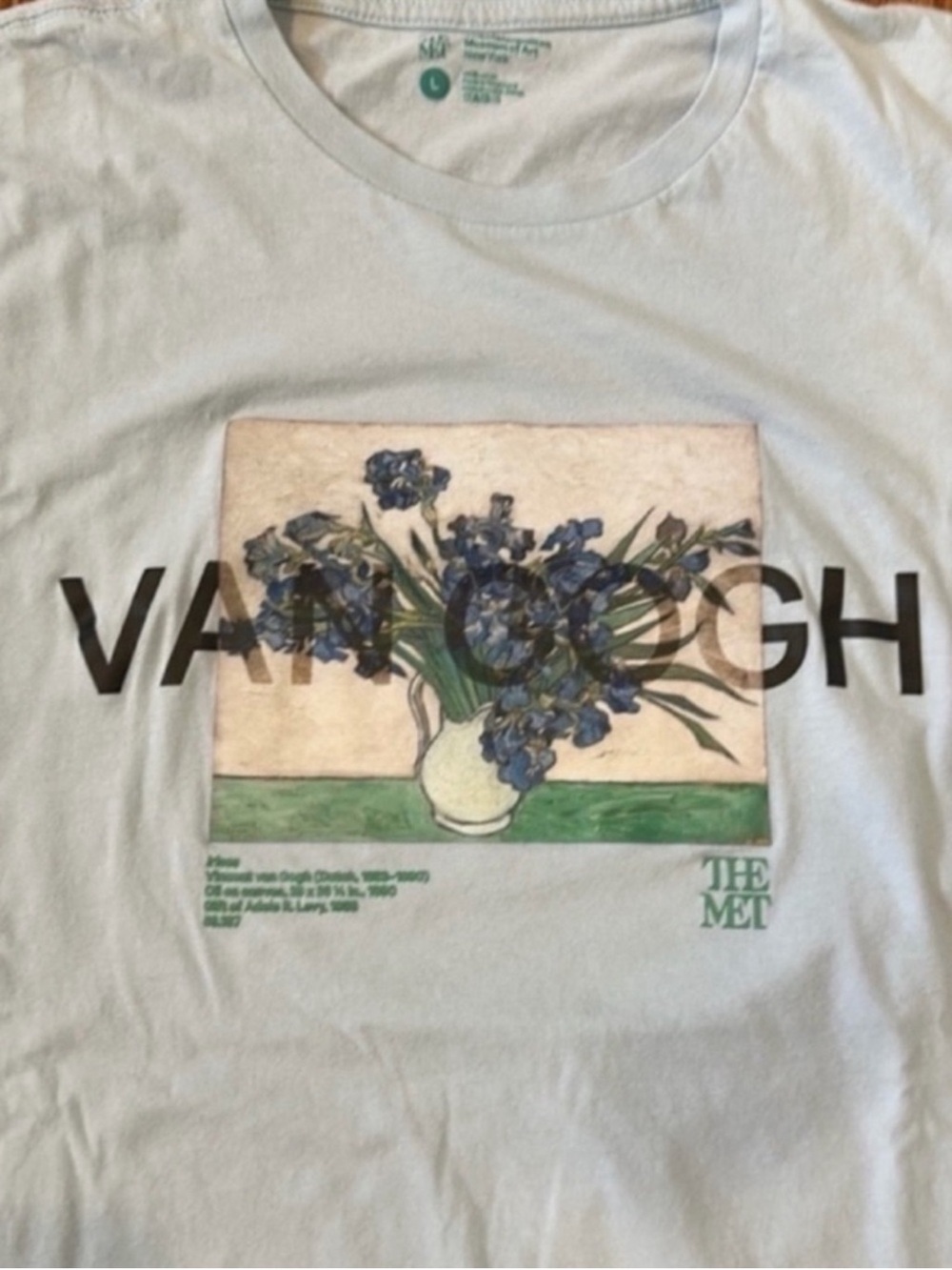 Like New Metropolitan Museum of Art Vangogh Short Sleeve Tee- Blue, Size Large - Picture 2 of 6